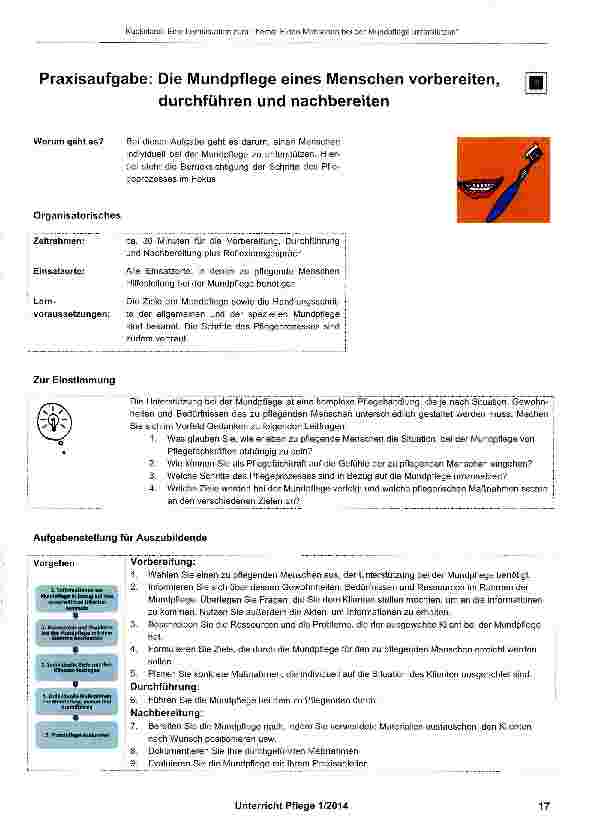 Vorschauseite 6: Eine Lernsituation zum Thema: „Einen Menschen bei der Mundpflege unterstützen