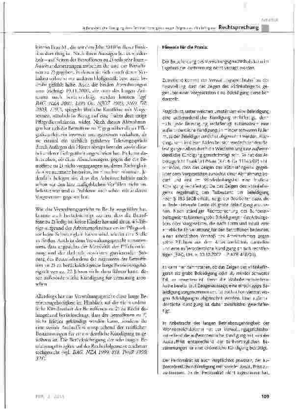 Vorschauseite 6: Außerordentliche Kündigung eines Personalratsmitglieds wegen Zeigens des »Stinkefingers«