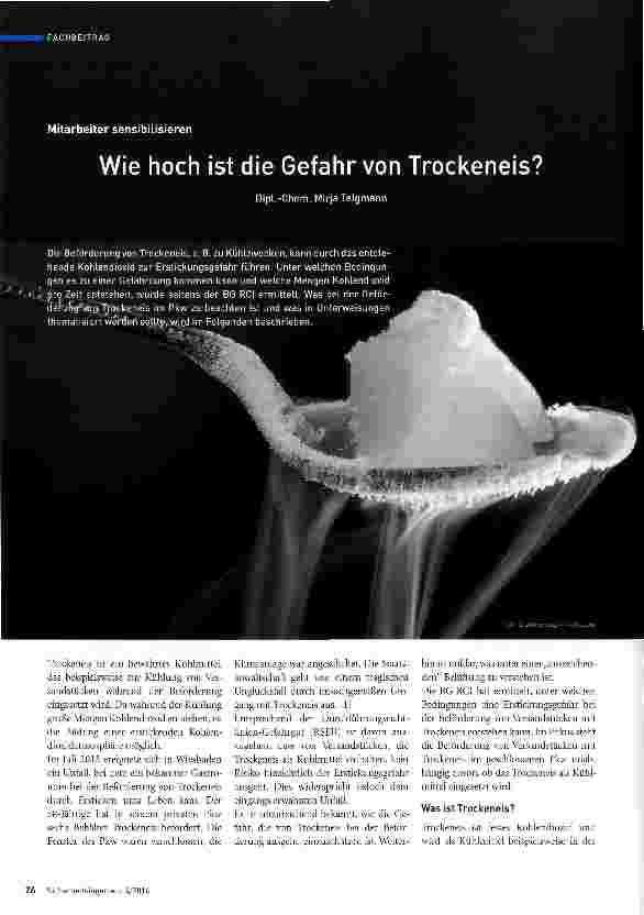 Vorschauseite 1: Mitarbeiter sensibilisieren - Wie hoch ist die Gefahr von Trockeneis?