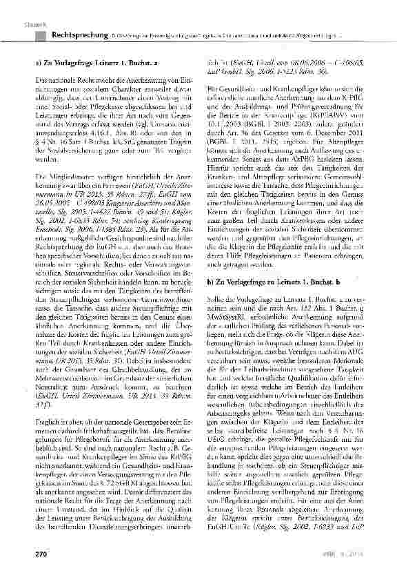 Vorschauseite 6: EuGH-Vorlage zur Personalgestellung von Pflegefachkräften an stationäre und ambulante Pflegeeinrichtungen