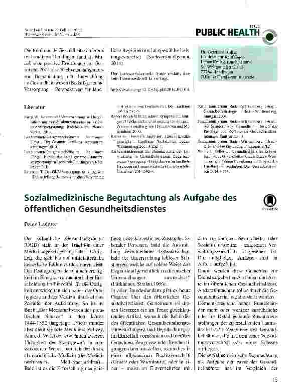 Vorschauseite 3: Runde Tische, Gesundheitskonferenzen, Gesundheitsregionen - Evolutionsgeschichte eines Projektes des Öffentlichen Gesundheitsdienstes