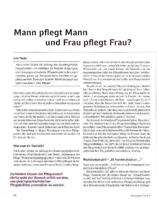 Vorschauseite 1: Mann pflegt Mann und Frau pflegt Frau?