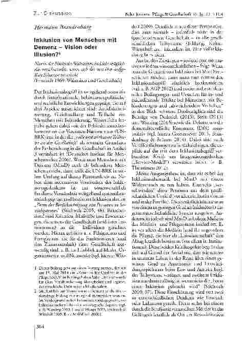 Vorschauseite 1: Inklusion von Menschen mit Demenz - Vision oder Illusion?