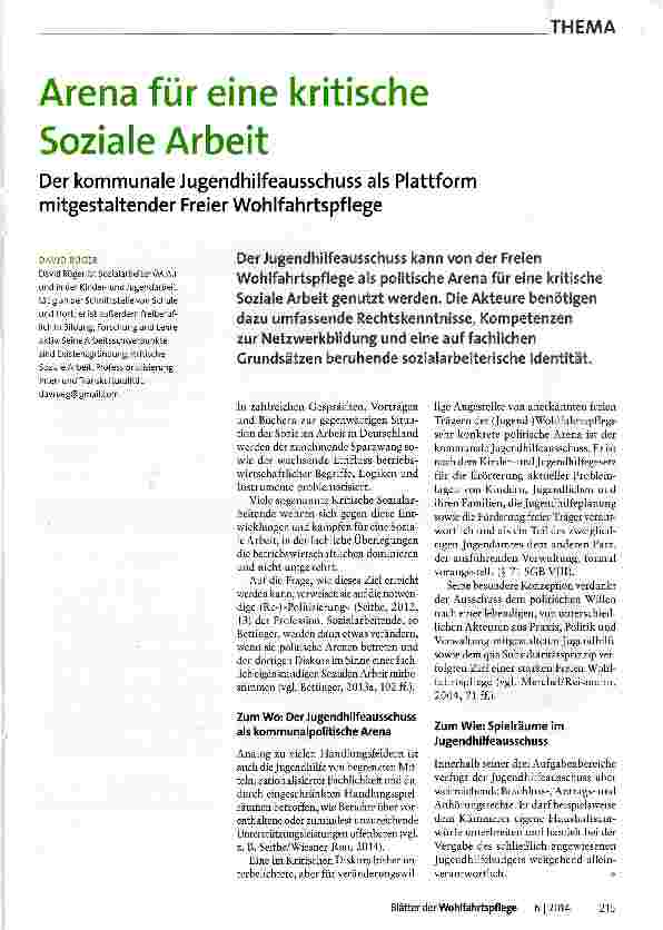 Vorschauseite 1: Arena für eine kritische Soziale Arbeit