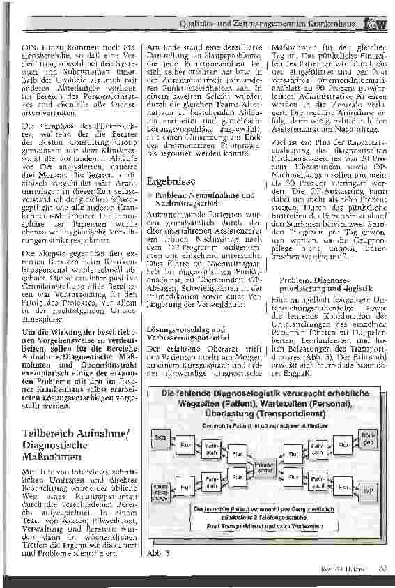 Vorschauseite 3: Qualitätsund Zeitmanagement im Krankenhaus Reorganisation der Abläufe als Antwort auf das GSG