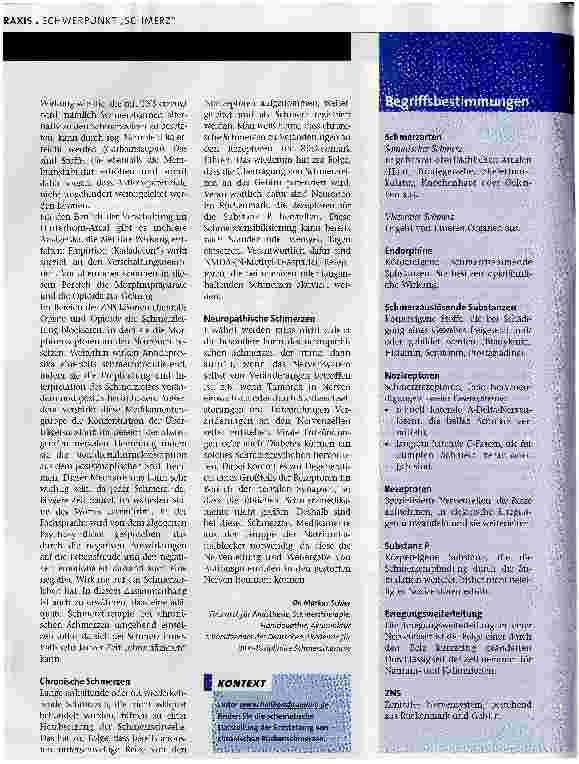Vorschauseite 3: Schmerz, Entstehung und Therapie