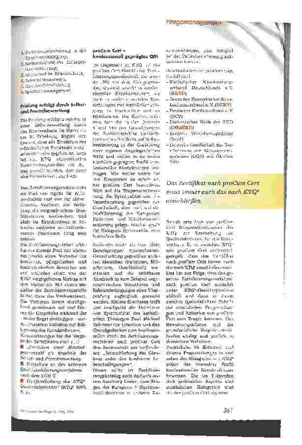 Vorschauseite 2: Zertifizierung proCum Cert und KTQ - Aber nicht ohne Qualitätsmanagement-System! Qualitätsmanagement