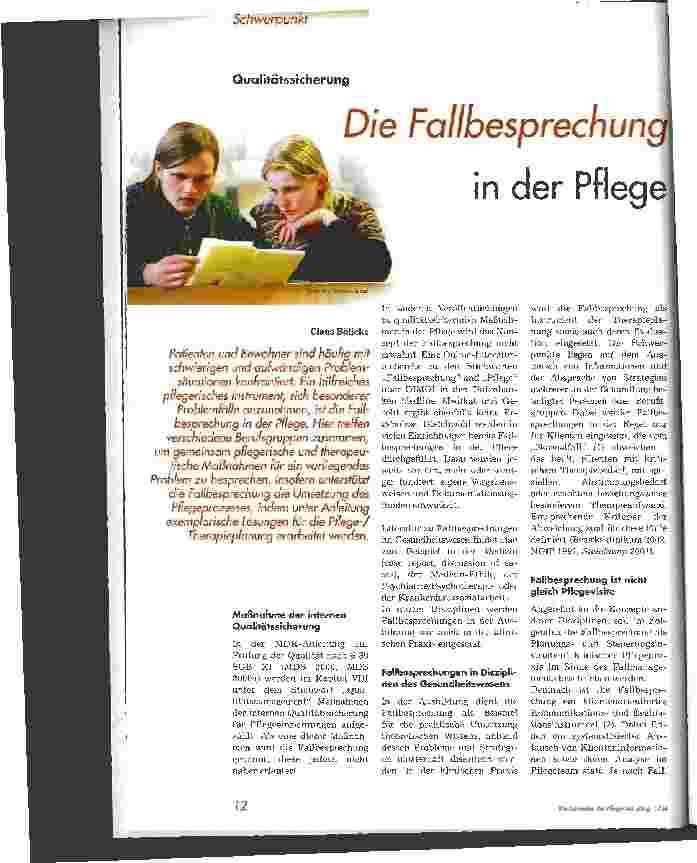 Vorschauseite 1: Die Fallbesprechung in der Pflege