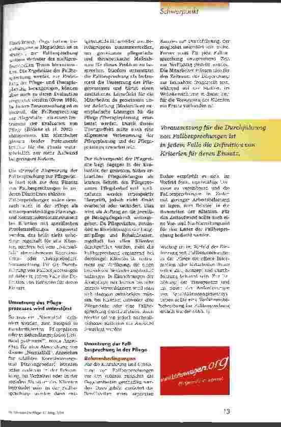 Vorschauseite 2: Die Fallbesprechung in der Pflege