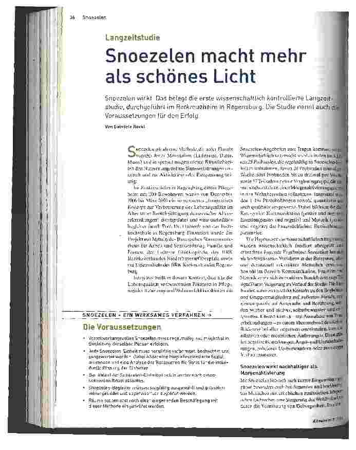 Vorschauseite 1: Snoezelen macht mehr als schönes Licht