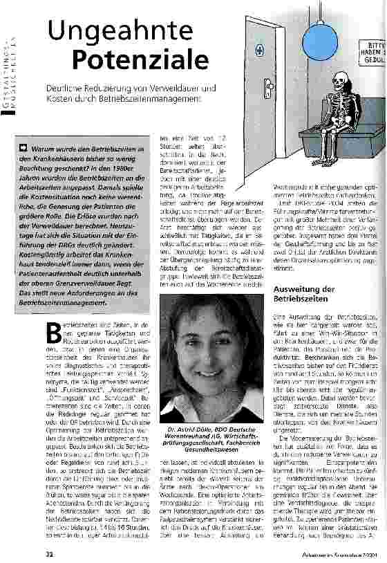 Vorschauseite 1: Ungeahnte PotenzialeDeutliche Reduzierung von Verweildauer und Kosten durch Betriebszeitenmanagement