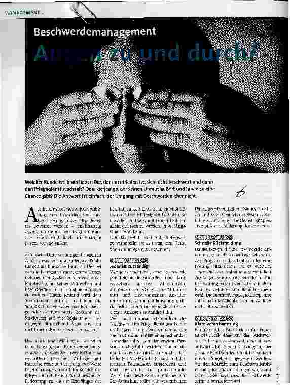 Vorschauseite 1: BeschwerdemanagementAugen zu und durch?