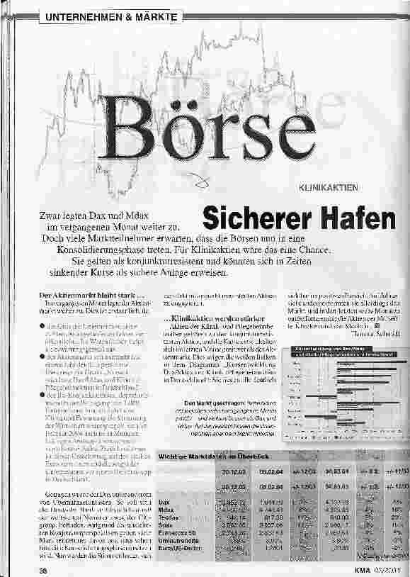 Vorschauseite 1: Klinikaktien: Sicherer Hafen