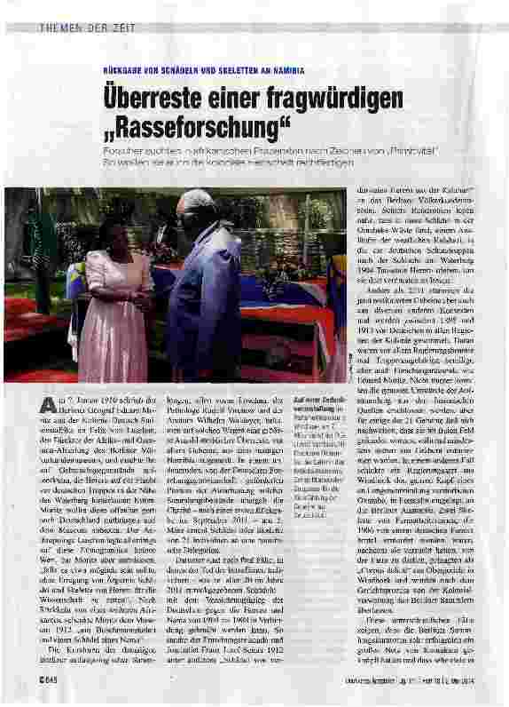Vorschauseite 1: Überreste einer fragwürdigen „Rasseforschung