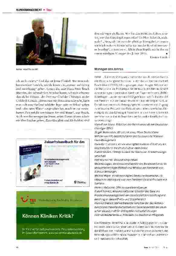 Vorschauseite 6: Anton J. Schmidt: Netzwerker der Gesundheitswirtschaft