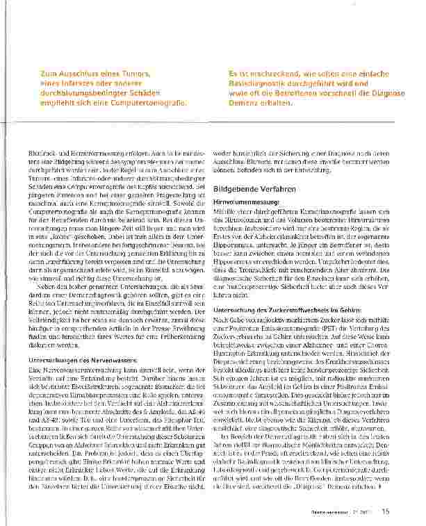 Vorschauseite 2: Für eine vernünftige Demenzdiagnostik!