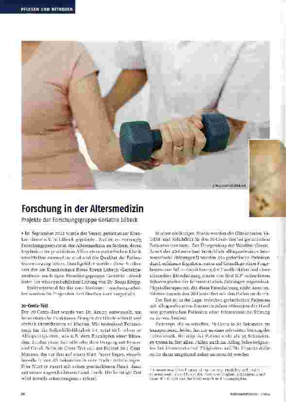 Vorschauseite 1: Forschung in der Altersmedizin
