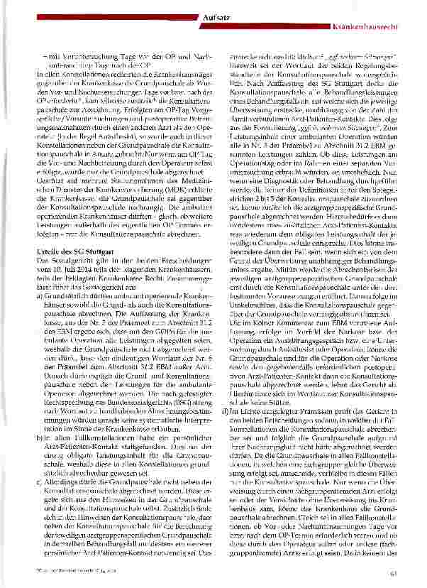 Vorschauseite 2: Abrechnung von Grundund/oder Konsultationspauschale für ambulante Operationen