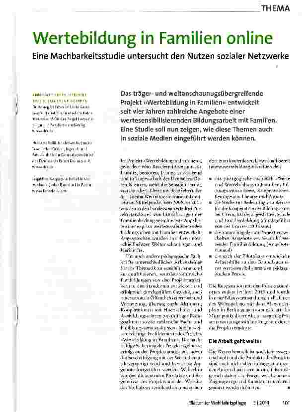 Vorschauseite 1: Wertebildung in Familien online