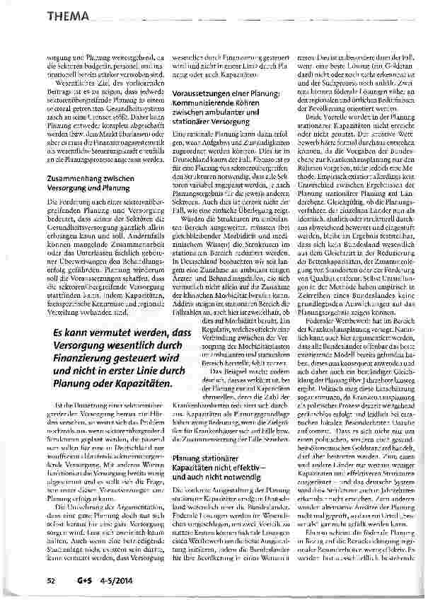 Vorschauseite 2: Gesundheitsökonomische Kriterien einer sektorenübergreifenden Versorgungsplanung