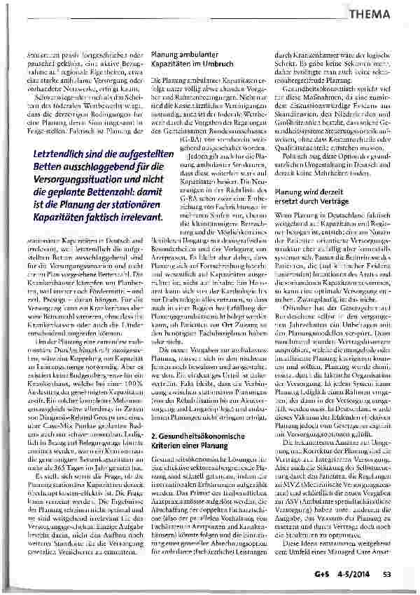 Vorschauseite 3: Gesundheitsökonomische Kriterien einer sektorenübergreifenden Versorgungsplanung