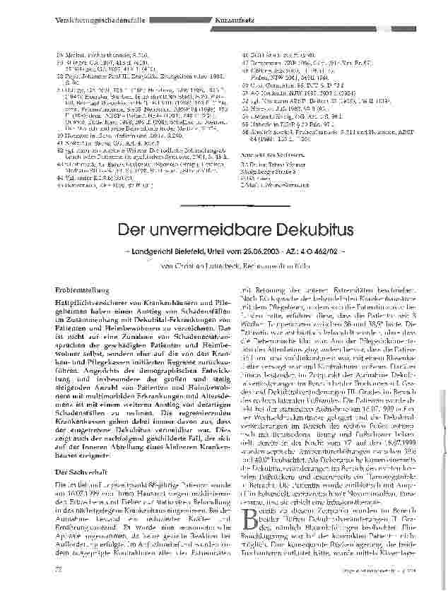 Vorschauseite 1: Der unvermeidbare Dekubitus