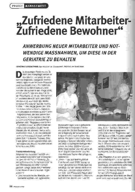 Vorschauseite 1: Zufriedene Mitarbeiter - Zufriedene Bewohner