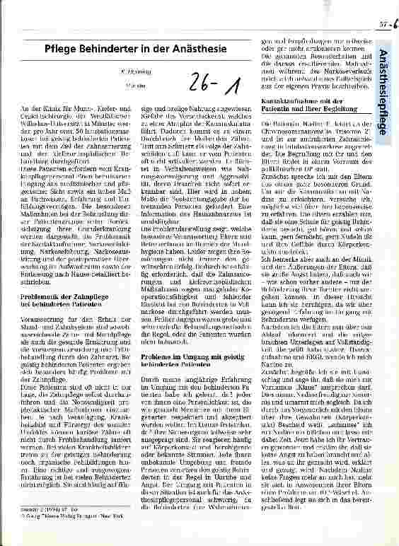 Vorschauseite 1: Pflege Behinderter in der Anästhesie
