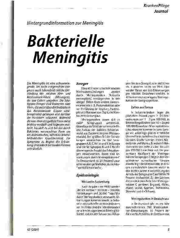 Vorschauseite 1: Bakterielle Meningitis