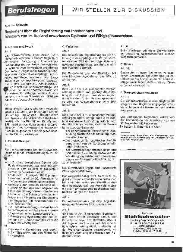 Vorschauseite 1: Reglement über die Registrierung von Inhaberinnen und Inhaber von im Ausland erworbenen Diplomen und Fähigkeitsausweisen