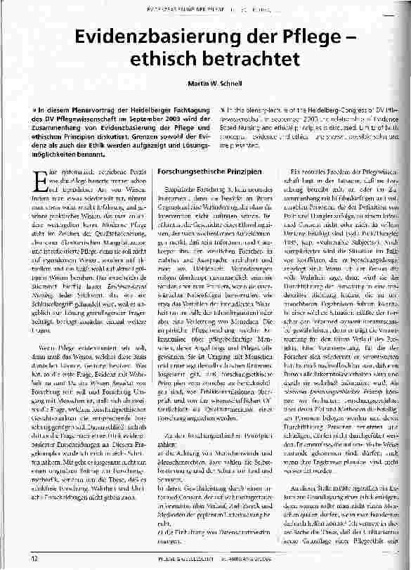 Vorschauseite 1: Evidenzbasierung der Pflege - ethisch betrachtet