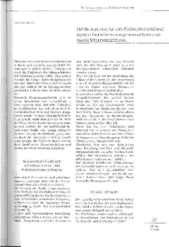 Vorschauseite 1: Die Beeinflussung des Patientenoutcome durch Intensivpflegequalifikation und deren Stellenbesetzung