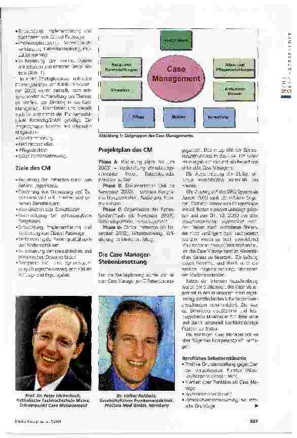 Vorschauseite 2: Das Ziel: Komplette SystemsteuerungErfahrungen der Frankenwaldklinik Kronach mit Case Management