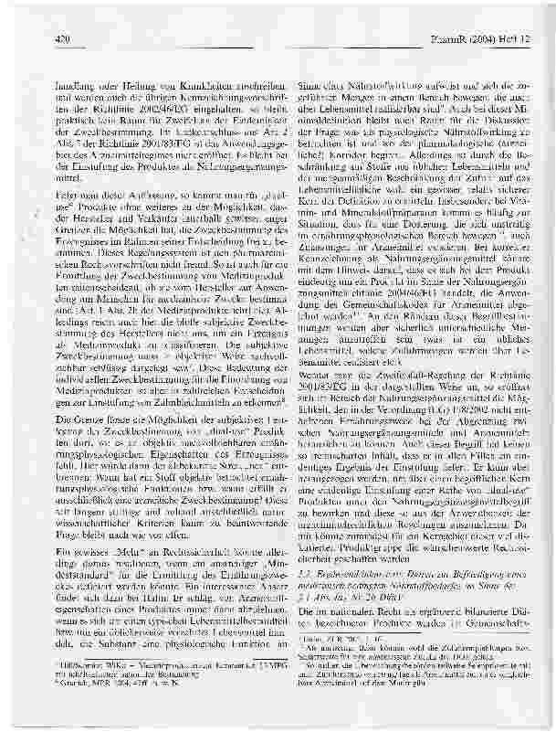 Vorschauseite 2: Die Arzneimitteländerungsrichtlinie 2004/27/EG: Neue Impulse bei der Abgrenzung zwischen dual use Produkten und Arzneimitteln? (Teil 2)