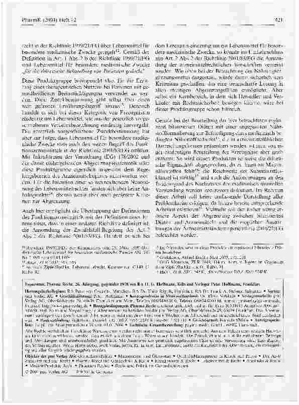 Vorschauseite 3: Die Arzneimitteländerungsrichtlinie 2004/27/EG: Neue Impulse bei der Abgrenzung zwischen dual use Produkten und Arzneimitteln? (Teil 2)