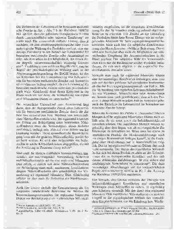 Vorschauseite 4: Die Arzneimitteländerungsrichtlinie 2004/27/EG: Neue Impulse bei der Abgrenzung zwischen dual use Produkten und Arzneimitteln? (Teil 2)
