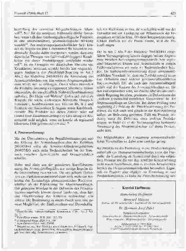 Vorschauseite 5: Die Arzneimitteländerungsrichtlinie 2004/27/EG: Neue Impulse bei der Abgrenzung zwischen dual use Produkten und Arzneimitteln? (Teil 2)