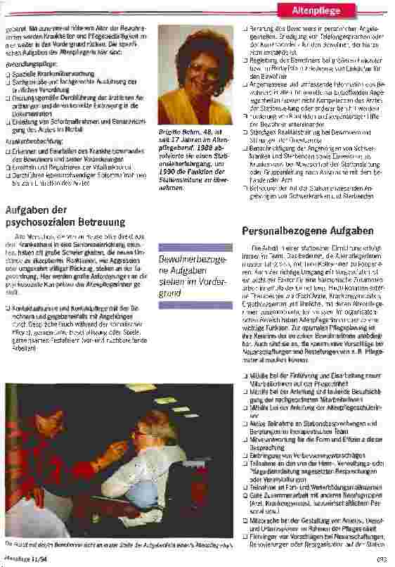 Vorschauseite 2: So sieht meine Arbeit aus Eine Stellenbeschreibung für AltenpflegerInnen