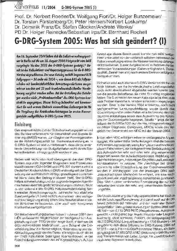 Vorschauseite 1: DRG-System 2005: Was hat sich geändert?