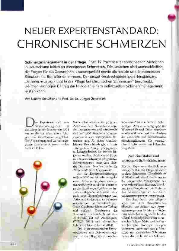 Vorschauseite 1: NEUER EXPERTENSTANDARD: CHRONISCHE SCHMERZEN