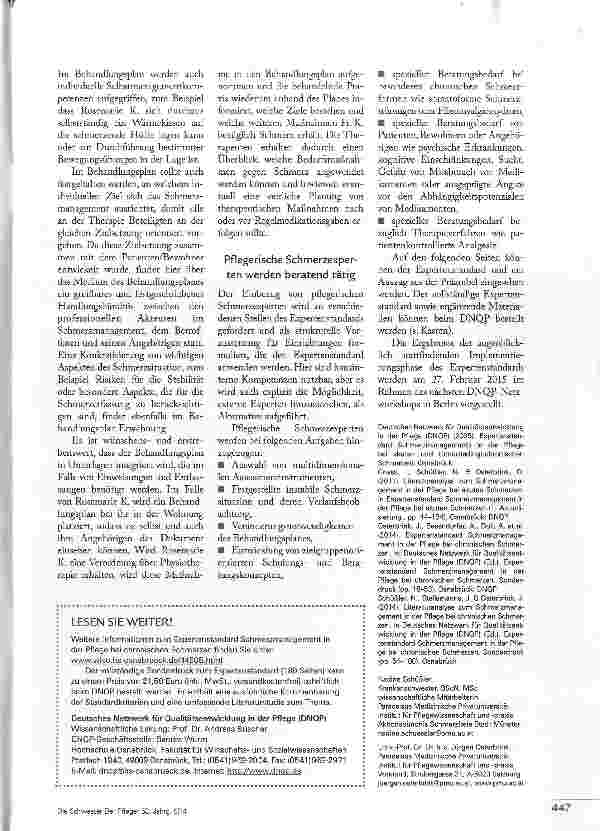 Vorschauseite 4: NEUER EXPERTENSTANDARD: CHRONISCHE SCHMERZEN