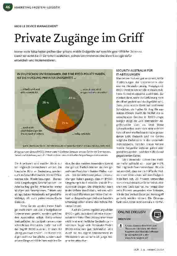 Vorschauseite 1: MOBILE DEVICE MANAGEMENTPrivate Zugänge im Griff