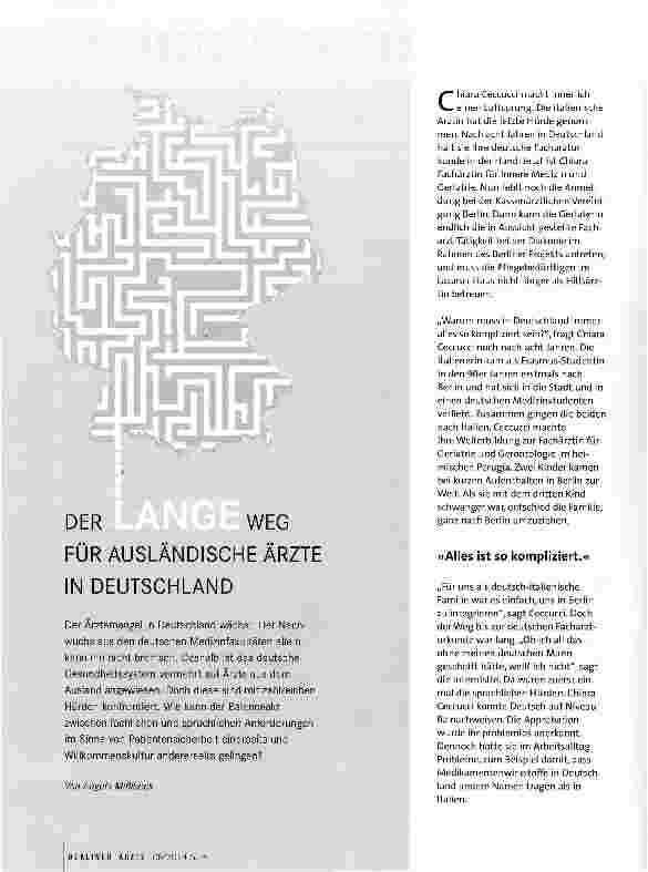 Vorschauseite 1: Der lange Weg für ausländische Ärzte in Deutschland