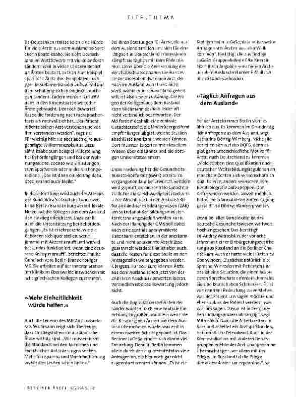 Vorschauseite 5: Der lange Weg für ausländische Ärzte in Deutschland