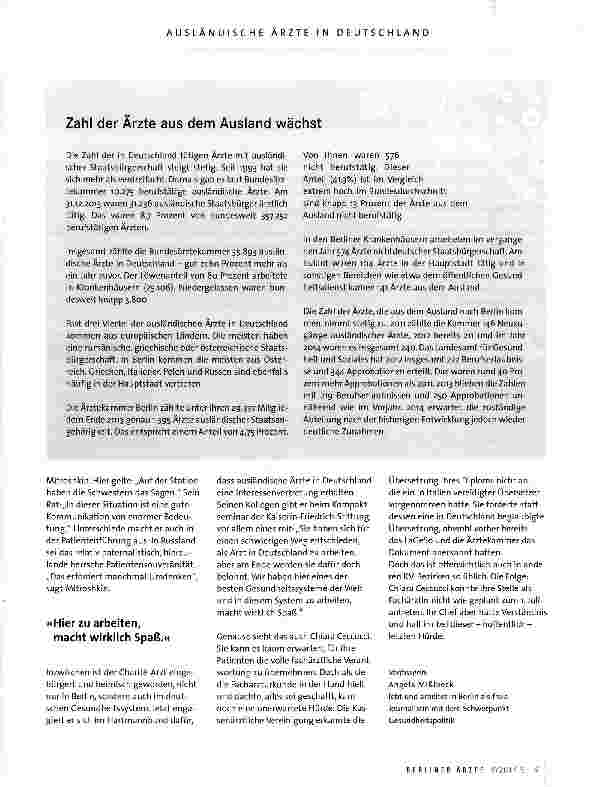 Vorschauseite 6: Der lange Weg für ausländische Ärzte in Deutschland