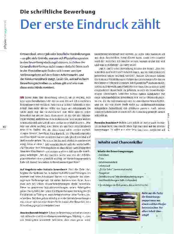 Vorschauseite 1: Die schriftliche Bewerbung Der erste Eindruck zählt