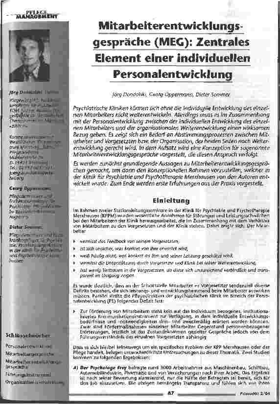 Vorschauseite 1: Mitarbeiterentwicklungsgespräche (MEG) Zentrales Element einer individuellen Personalentwicklung