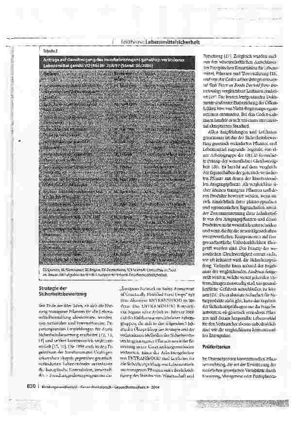 Vorschauseite 5: Genetisch veränderte Pflanzen und LebensmittelsicherheitZum Stand der Entwicklung und der Diskussion in der Europäischen Union