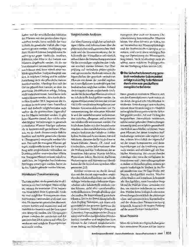 Vorschauseite 6: Genetisch veränderte Pflanzen und LebensmittelsicherheitZum Stand der Entwicklung und der Diskussion in der Europäischen Union