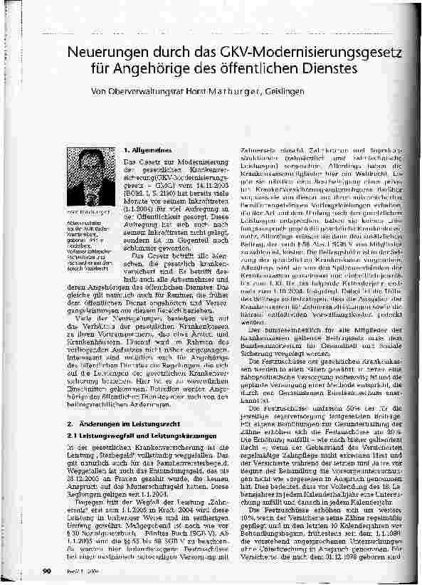 Vorschauseite 1: Neuerungen durch das GKV-Modernisierungsgesetz für Angehörige des öffentlichen Dienstes